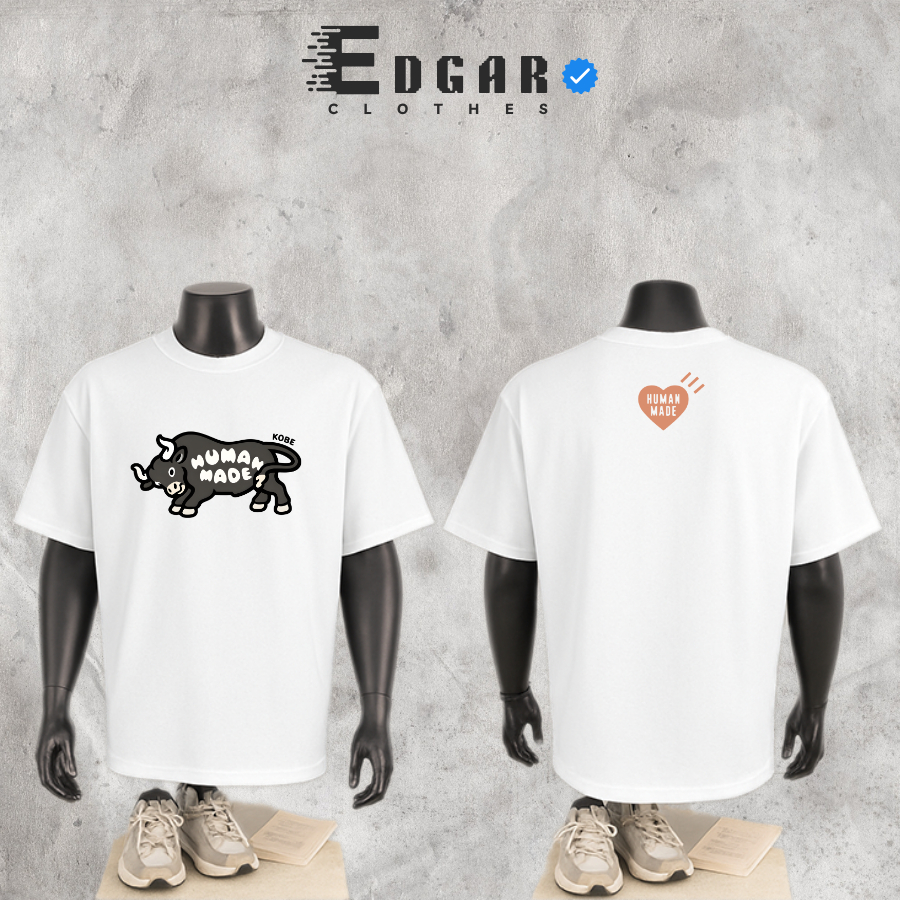 Áo Thun 𝘏𝘜𝘔𝘈𝘕 𝘔𝘈𝘋𝘌 In Hình Sắc Nét, Áo Thun Nam Nữ - Tshirt 𝘏𝘜𝘔𝘈𝘕 Unisex, Form Oversize, 260GSM  - M