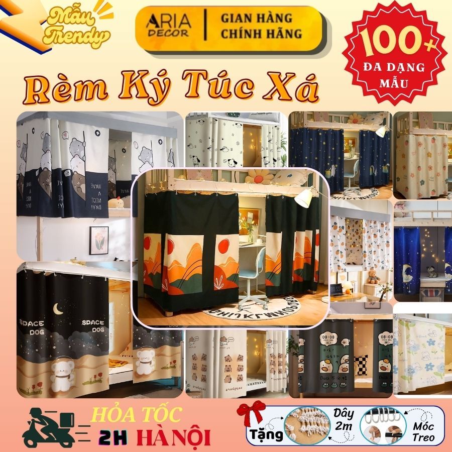 Rèm Giường Tầng Ký Túc Xá Sinh Viên 3 Mặt Che Kín, Ktx Cao Cấp – Chống Muỗi, Riêng Tư ARIA DECOR