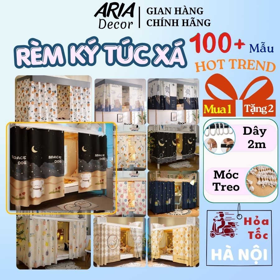 Rèm giường tầng ký túc xá vải cao cấp chống bụi tạo không gian riêng tư thoải mái kèm dây treo tiện 