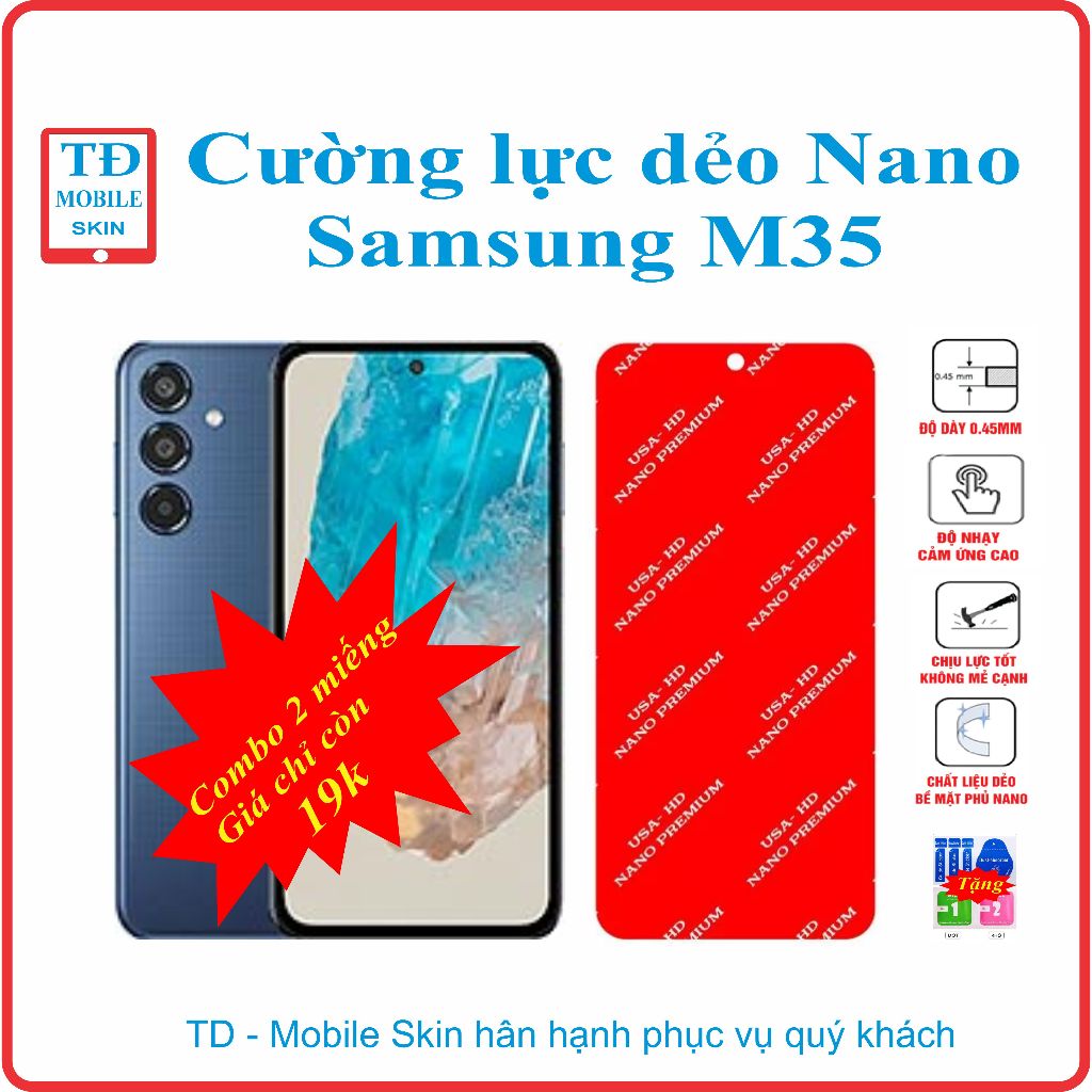 Cường lực dẻo bảo vệ màn hình điện thoại Samsung M35