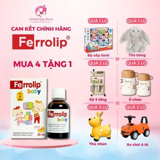 Sắt Ferrolip Baby dạng siro vị đào thơm ngon 30ml. Bổ sung Sắt hữu cơ, Hỗ trợ nâng cao đề kháng cho bé. Childsdaystore