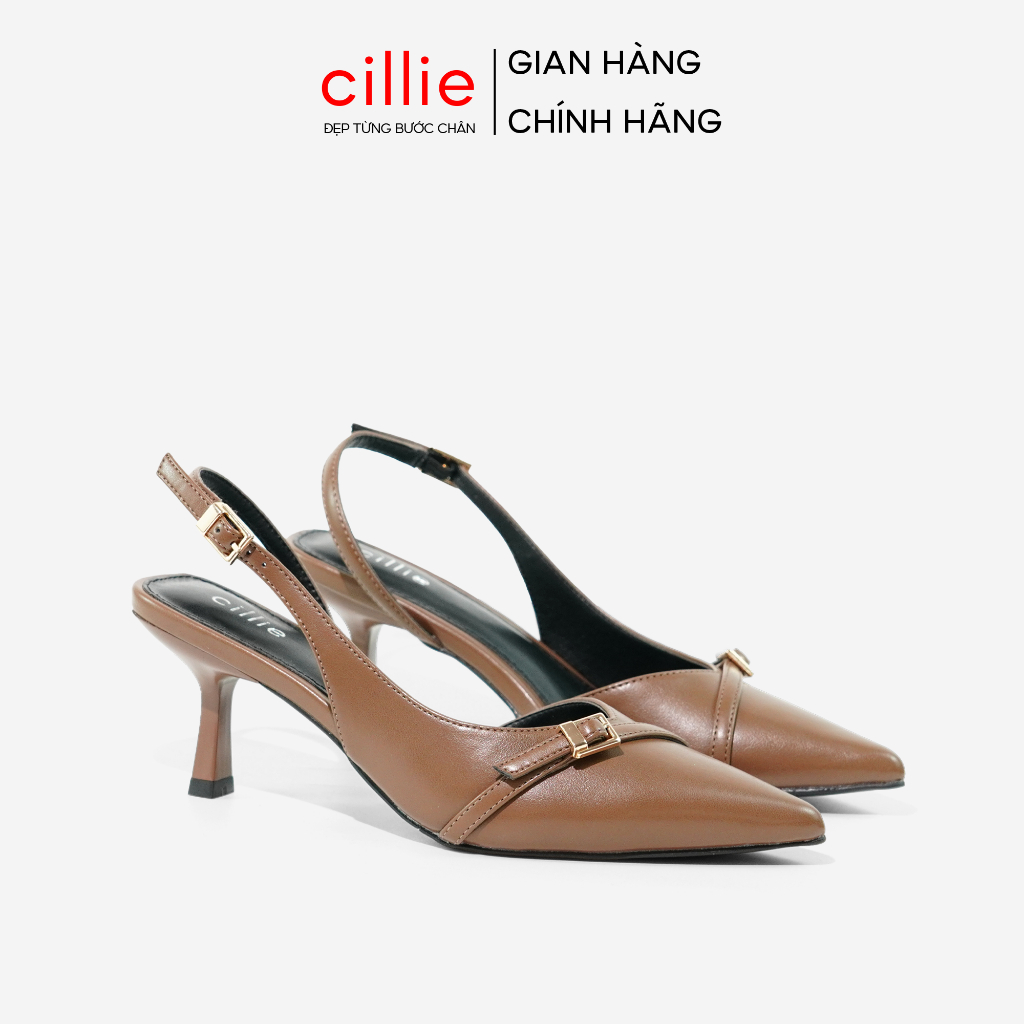 Giày Slingback Cao Gót Nữ Cillie Thanh Lịch Công Sở Gót Nhọn 7cm