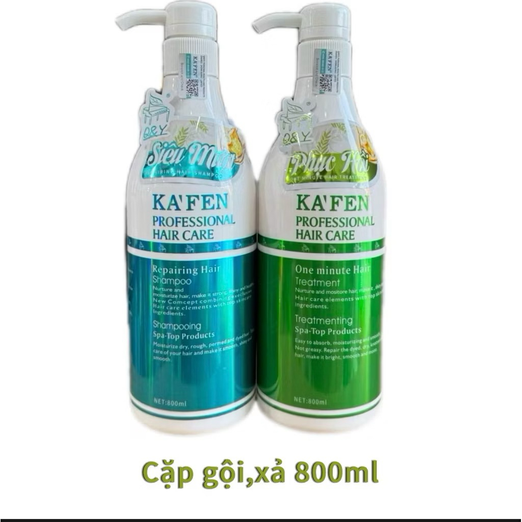 Combo(dầu cặp)gội+xả siêu phục hồi tóc hư tổn KAFEN Q&Y-800ml-1500ml hàng chính hãng