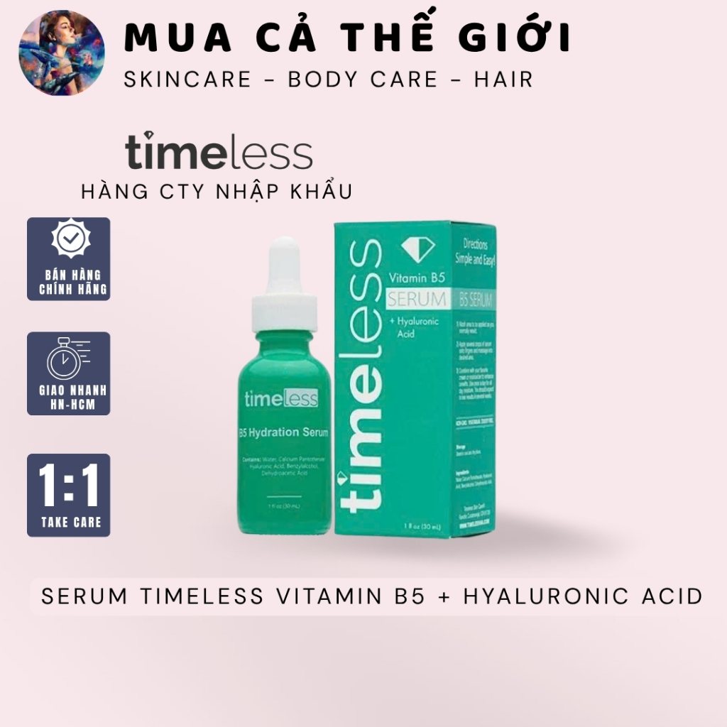 [Hàng Công Ty] Serum Timeless Vitamin B5 + Hyaluronic Acid 30ml | Cấp ẩm, phục hồi, làm dịu fullsize 30ml