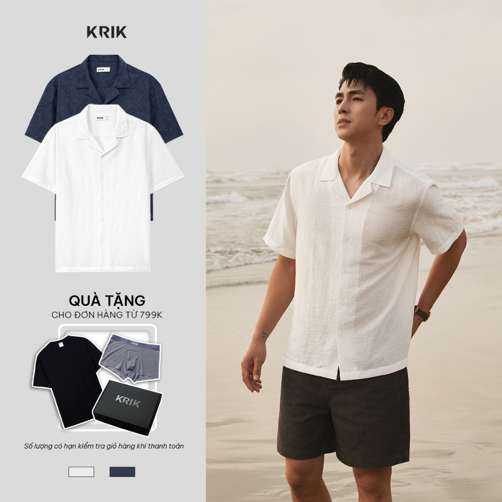 [KRIK x Bình An] Áo Sơ Mi Nam KRIK Form Classic Chất Liệu  Thoáng Mát Thiết Kế Cổ Cuba Tinh Tế SC332