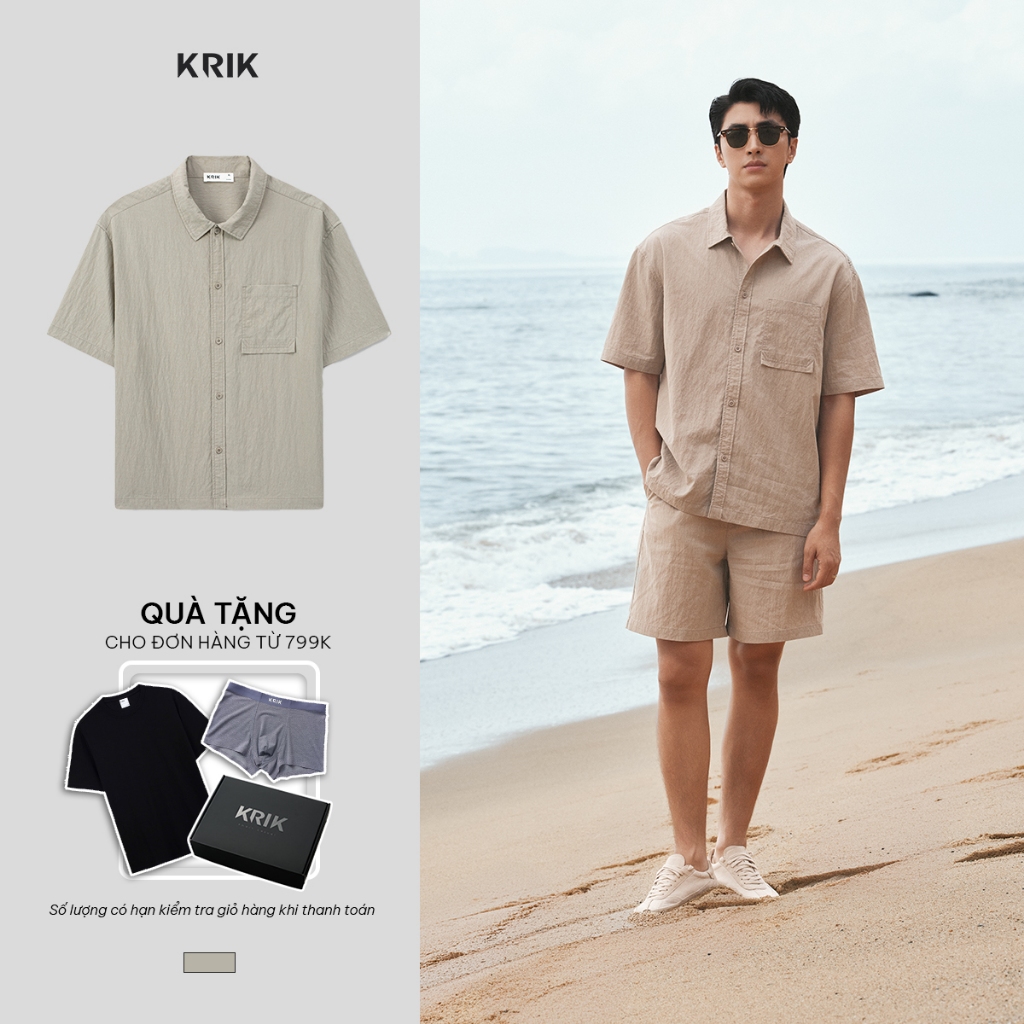 [KRIK x Bình An] Áo Sơ Mi Nam KRIK Form Classic Chất Nylon Mềm Mát Thiết Kế Túi Ngực Lớn Hiện Đại SC