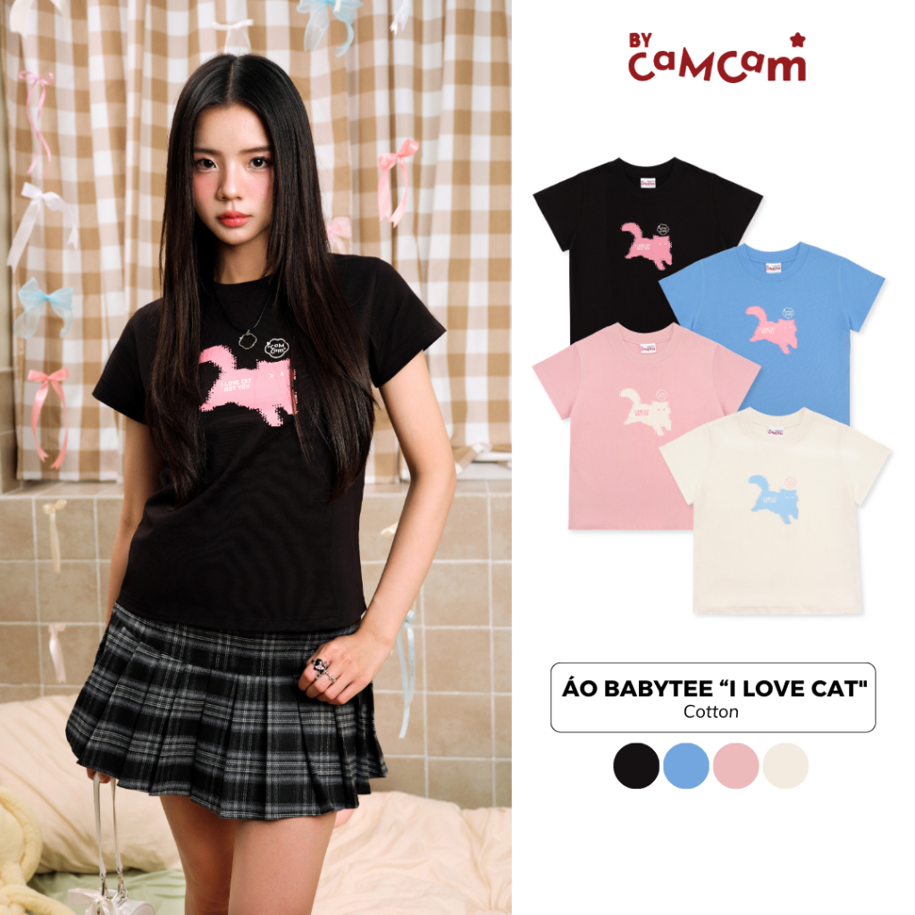 Áo Baby Tee Bycamcam "I Love Cat" 100% Cotton [BST Cat's Favorite]  ABN030 | BigBuy360 - bigbuy360.vn