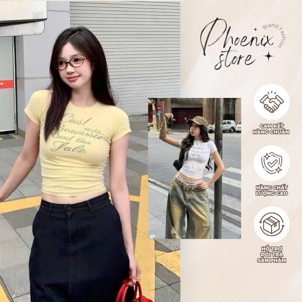 Áo Thun Ôm Body Cổ Tròn Tay Ngắn Đính Đá Dáng  Slimfit In Chữ Đính Đá Y2k | BigBuy360 - bigbuy360.vn