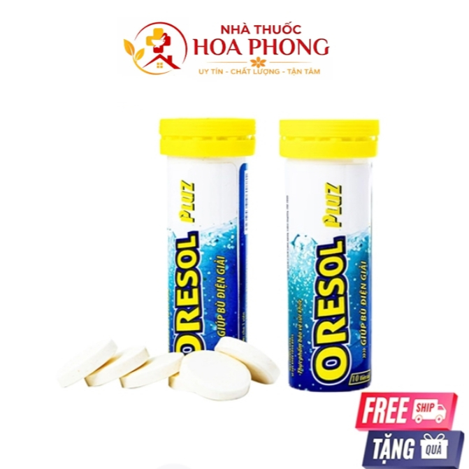 Viên sủi bù điện giải Oresol Pluz - Tuýp 10 viên Hadiphar bổ sung natri muối - phù hợp chơi thể thao