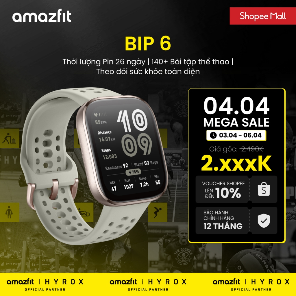 Đồng hồ thông minh Amazfit Bip 6 - 46mm | 340 mAh| GPS | Nghe gọi Bluetooth - Hàng chính hãng - Bảo hành 12 tháng