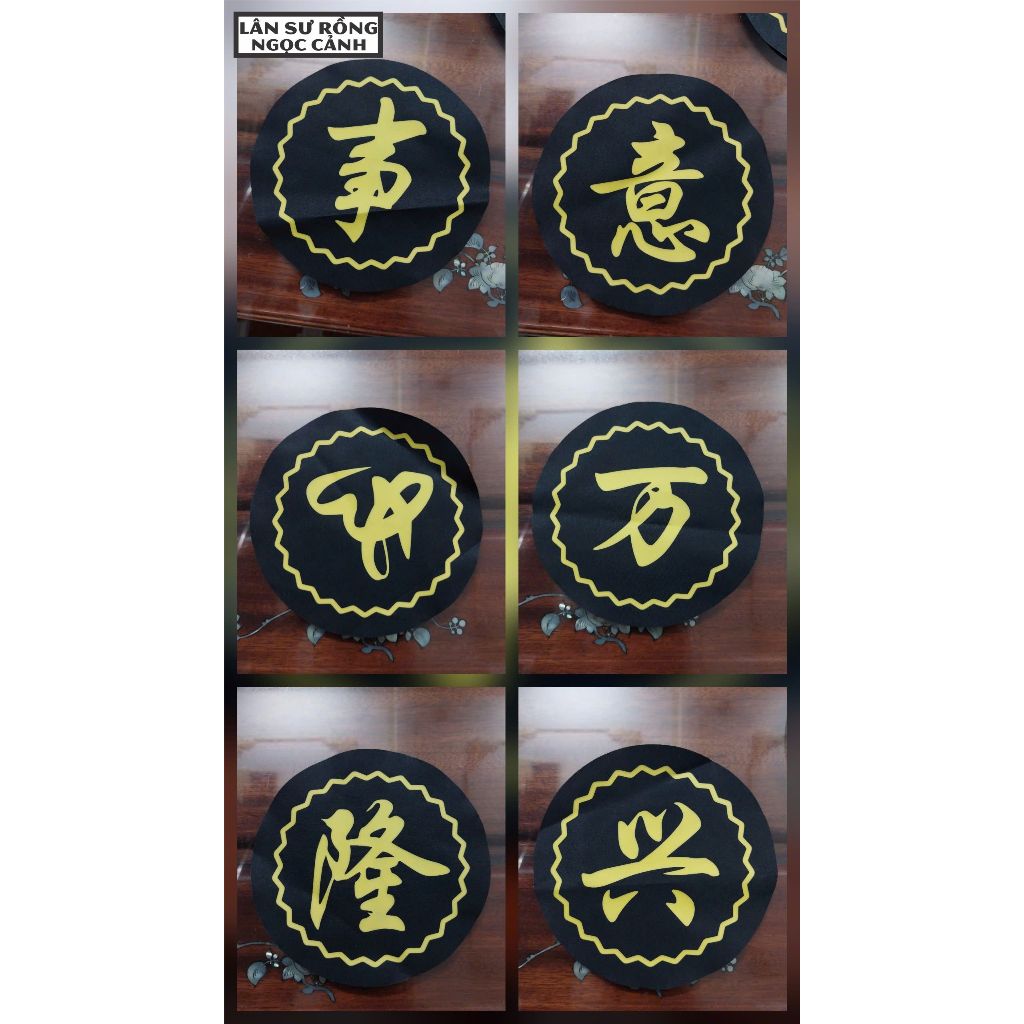 Chữ tàu yếm lân sư rồng phụ kiện lân sư rồng
