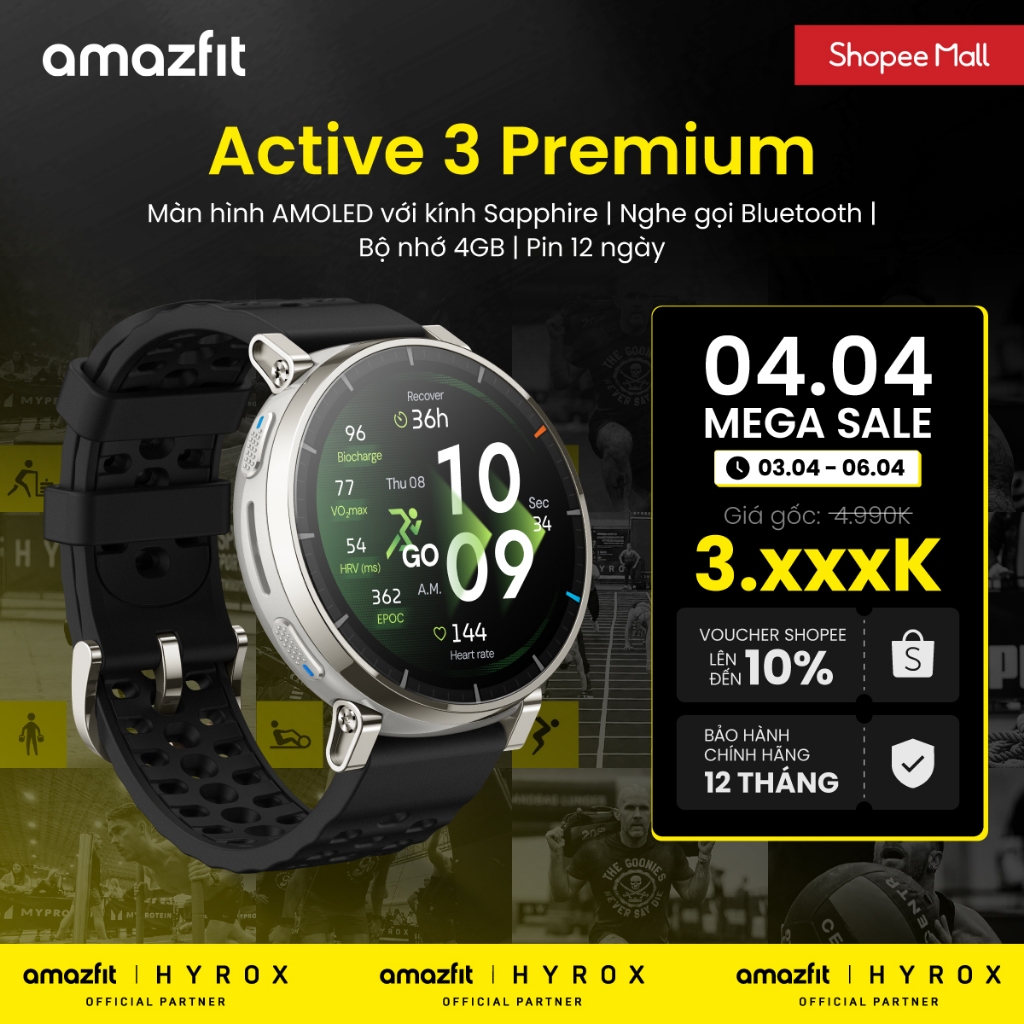 Đồng hồ thông minh Amazfit  Active 3 Premium - Hàng chính hãng - Bảo hành 12 tháng | BigBuy360 - bigbuy360.vn