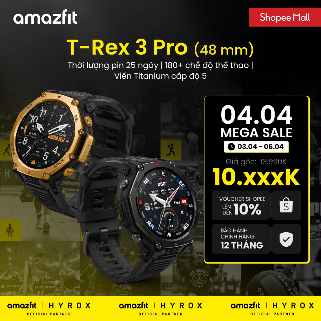 Đồng hồ thông minh Amazfit T-Rex 3 Pro | 48mm / 44mm | Viền Titanium Cấp Độ 5 | Bản Đồ Offline | GPS Chính Xác - BH 12th