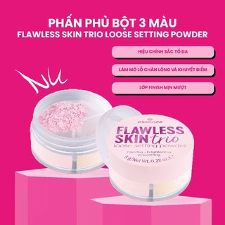 [VHLx Essence] Phấn phủ 3IN1 essence FLAWLESS SKIN trio loose setting powder 10 8g+Tặng Miếng dán tóc & Bông mút rửa mặt