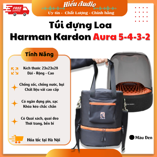 Túi đựng loa Harman Kardon Aura 5 vs Aura 4 3,2- Có chống sốc, quai đeo ngăn đựng sạc .v.v