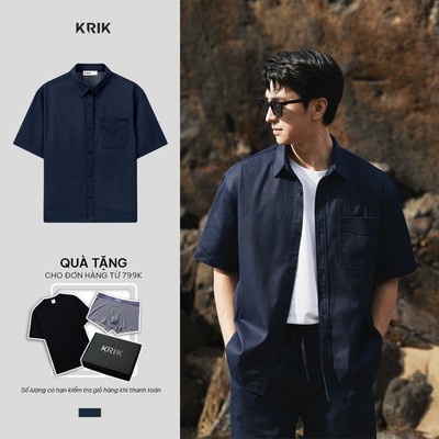 [KRIK x Bình An] Áo Sơ Mi Nam KRIK Form Classic Chất Polyester Bền Nhẹ Thiết Kế Dệt Chìm Hiện Đại SC3350