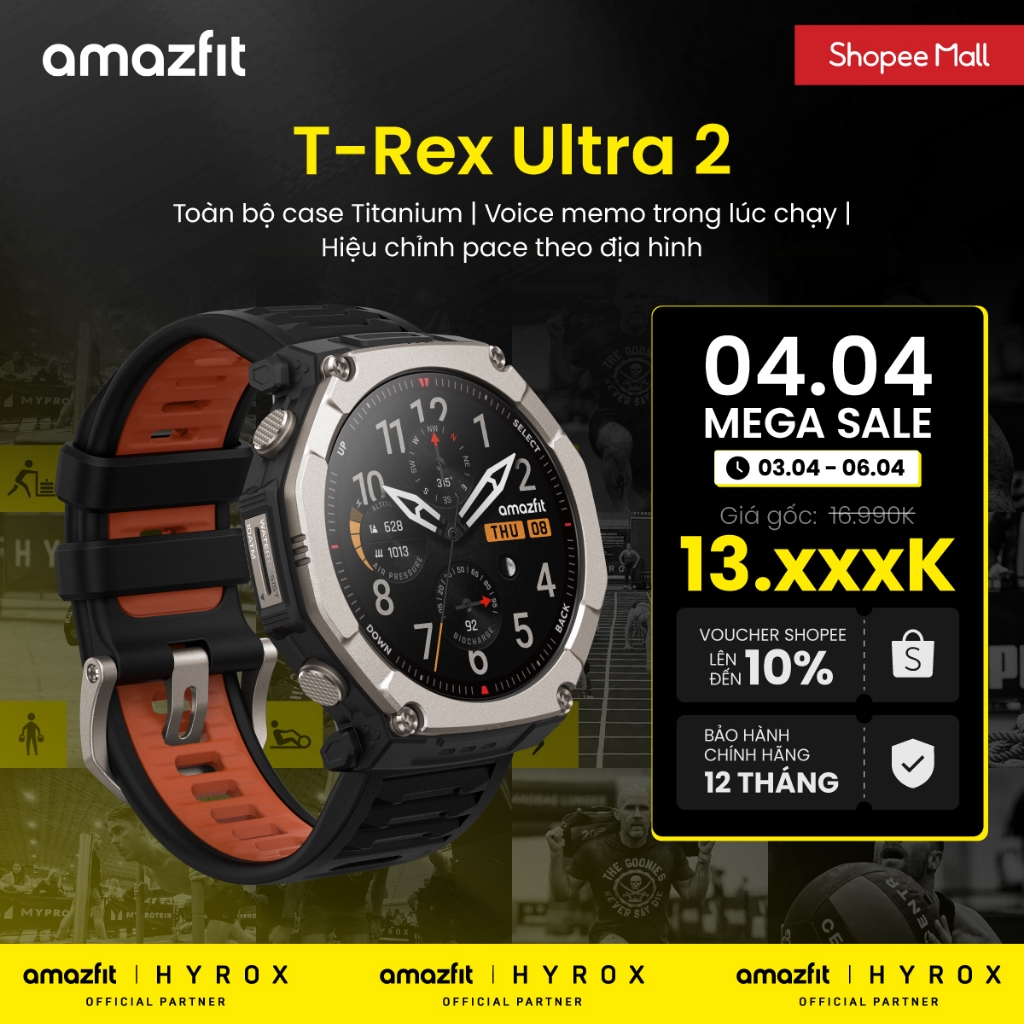 Đồng hồ thông minh Amazfit T-Rex Ultra 2 | Lưng Titanium | Voice Memo | Grade Adjusted Pace- Hàng chính hãng - BH 12th | BigBuy360 - bigbuy360.vn