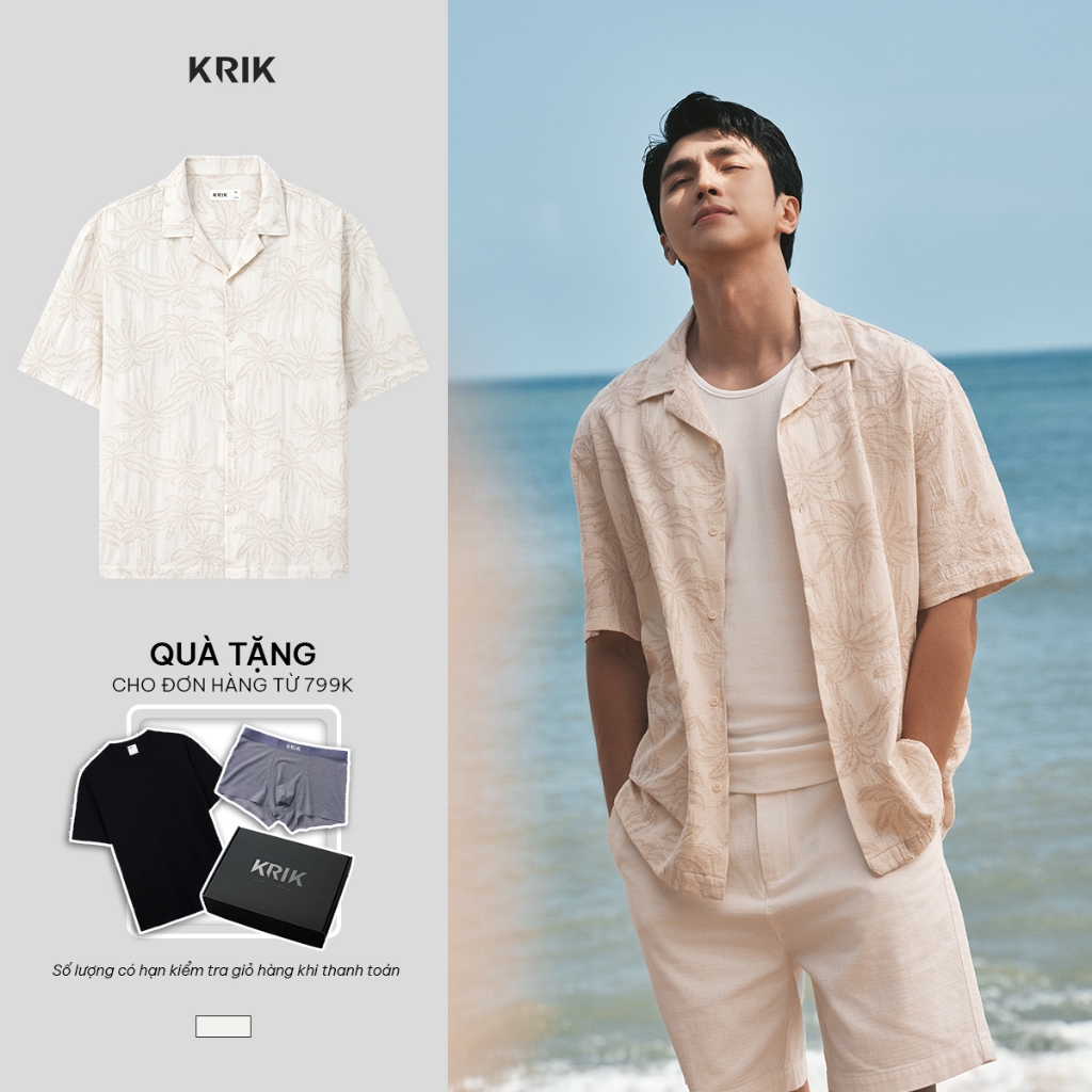[KRIK x Bình An] Áo Sơ Mi Nam KRIK Form Classic Chất Liệu Thoáng Mát Thiết Kế Cổ Cuba Họa Tiết SC335