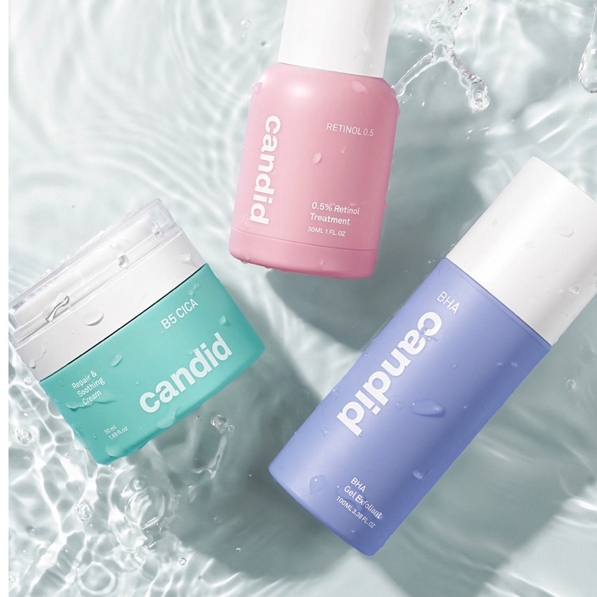 [Công Ty] Bộ Ba Candid Retinol 0.5% 30ml - Kem Dưỡng B5 Cica 50ml - Hoạt Chất BHA 100ml