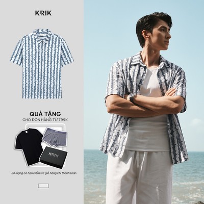 [KRIK x Bình An] Áo Sơ Mi Nam KRIK Form Regular Cộc Tay Thiết Kế Họa Tiết In Hiện Đại Trẻ Trung SC3309