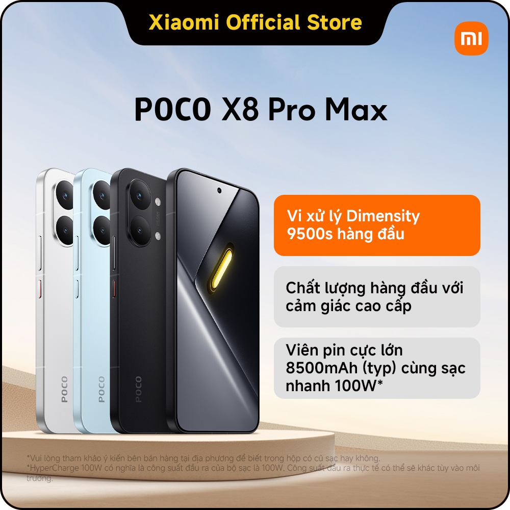 Điện thoại thông minh POCO X8 PRO Max (12+256G)| Pin cực lớn 8500mAh(typ) sạc nhanh 100W| Màn hình AMOLED 1.5K 120Hz
