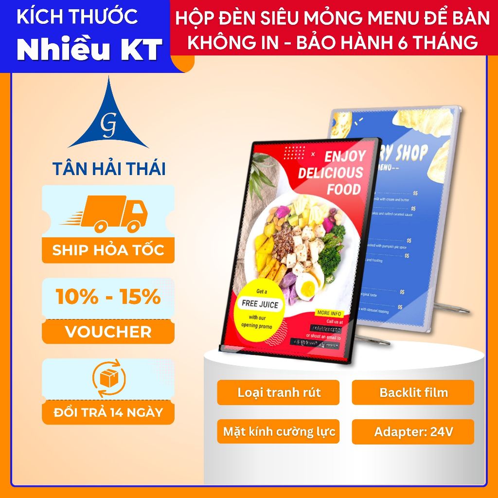 (NHANH) Hộp Đèn LED Quảng Cáo A2, A3, A4, Bảng Led Menu Để Bàn | Tân Hải Thái