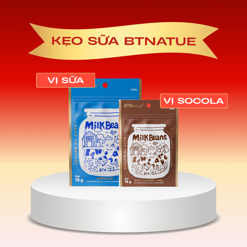 [Quà tặng ngẫu nhiên ] Kẹo Sữa BTNATURE vị sữa/socola