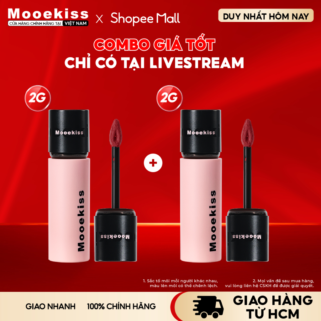 [KOL] Combo Son lì Mooekiss Lip Creamy Matte giúp tăng tone màu da, dịu nhẹ và dễ sử dụng V01 2gx2 | BigBuy360 - bigbuy360.vn