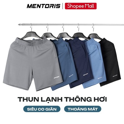 Quần Short Nam Thun Lạnh MENTORIS Form Regular Fit Trên Gối,Quần Đùi Nhiều Màu,Thoáng Mát MASR25S002