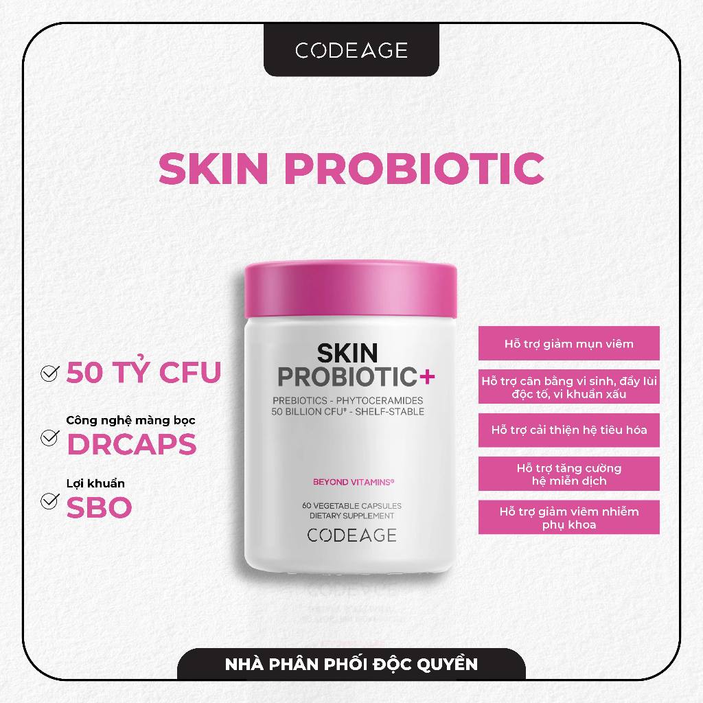 Viên Uống Bổ Sung Lợi Khuẩn Codeage - Skin Probiotic 60 Viên