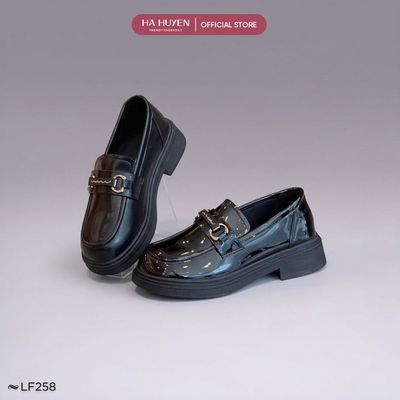 Giày Loafer nữ HÀ HUYỀN da mềm khóa kim loại gót vuông 3cm - LF258