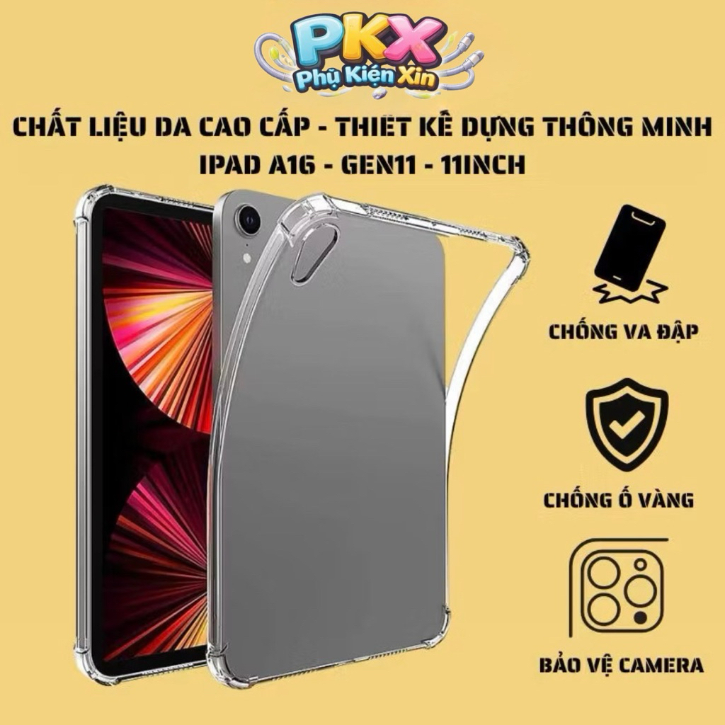 Ốp silicon trong suốt chống va đập cho IPad A16 Gen11 11Inch - Ốp chống sốc IPad Gen11 A16