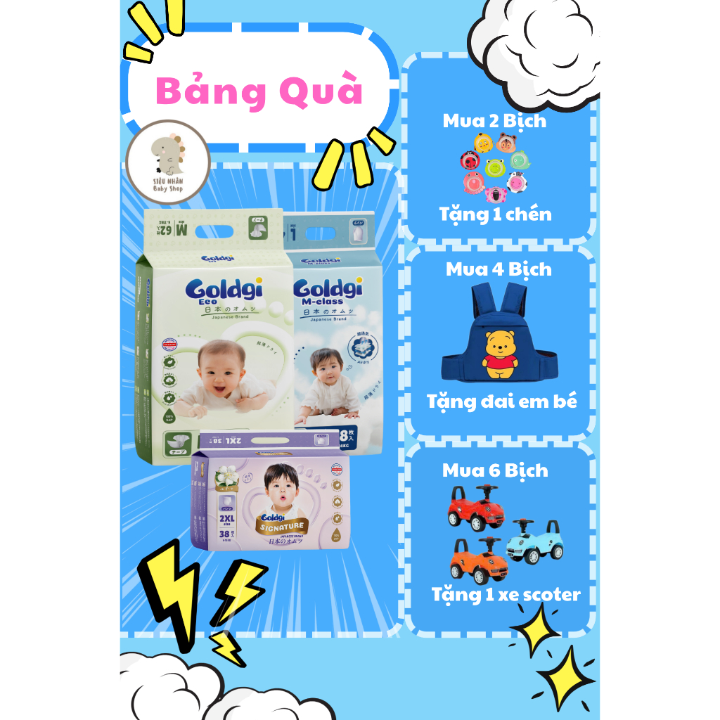 Tã Bỉm Goldgi Signature/Goldgi M-Class/Goldgi ECO, Goldgi Chuẩn Mực Dịu Êm phiên bản mới, đủ size dá