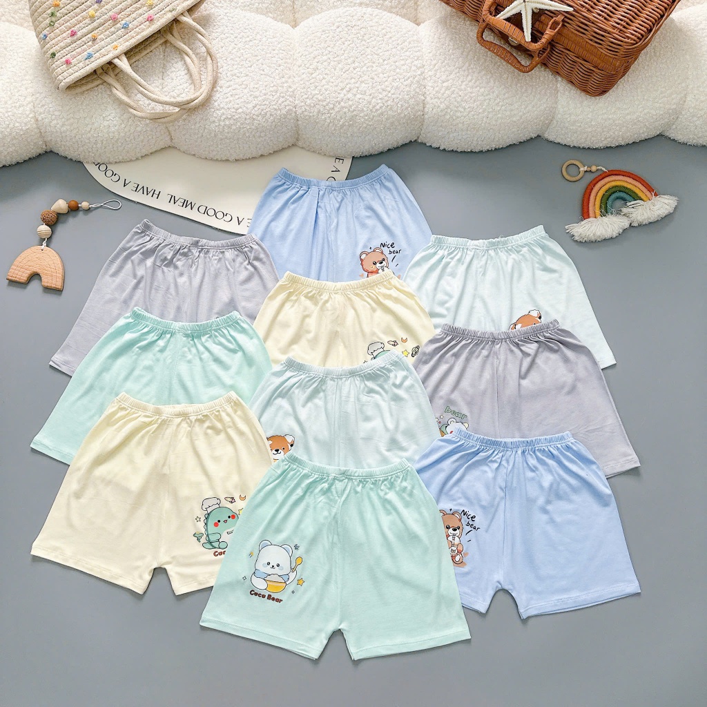 Quần đùi chục VT KIDS trơn 1 họa tiết thú chất mềm mát co dãn cho bé ( VT005 )