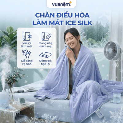 Chăn làm mát Amando Ice silk 220x200 mềm mịn, chăn lạnh mùa hè,chăn băng lạnh, thoáng khí