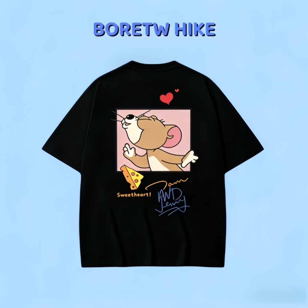 Áo thun Tom and Jerry cặp đôi, áo thun in hình hoạt hình Tom & Jerry nam nữ, áo thun cotton rộng rãi