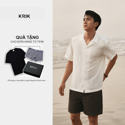 [KRIK x Bình An] Quần Short Kaki Nam KRIK Form Classic Ống Rộng Đường May Nổi Tạo Điểm Nhấn QS8181