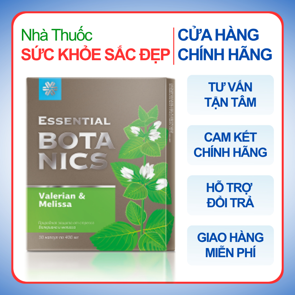 [Hỗ trợ giấc ngủ] Thực phẩm bảo vệ sức khỏe Essential Botanics Valerian & Melissa – 30 viên
