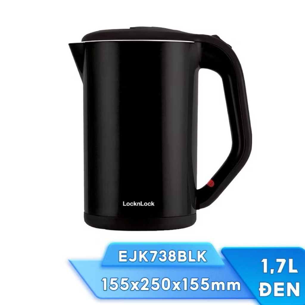 Ấm đun bằng thép không gỉ Lock&Lock, 1.7L màu đen EJK738BLK