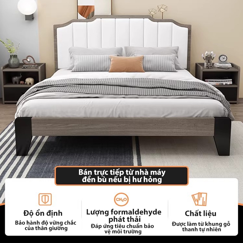 Giường Nỉ Bọc Gỗ 1m8 Phong Cách Tân Cổ Điển Cao CấpDễ Vệ Sinh Và Miễn Phí Vận Chuyển Cho Phòng Ngủ | BigBuy360 - bigbuy360.vn