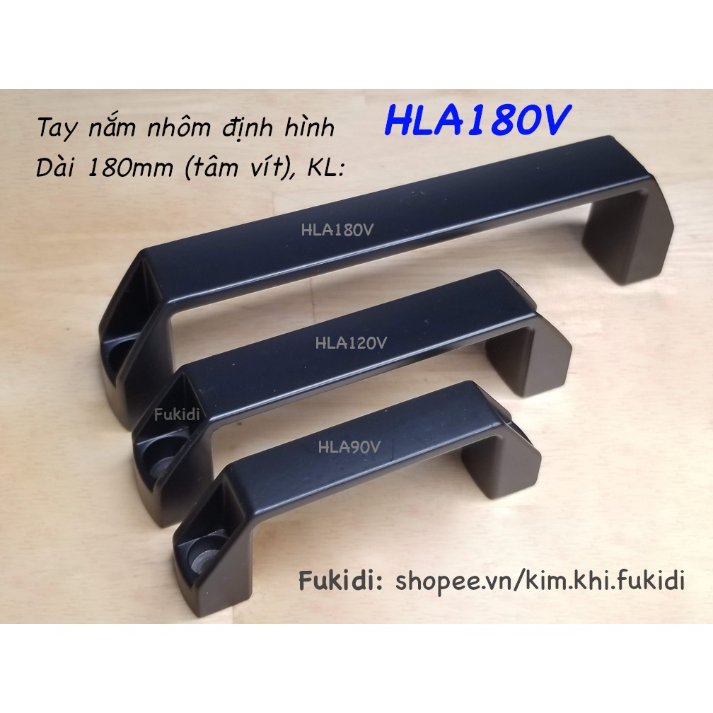 Tay nắm nhôm định hình, sơn đen mờ, dài 90, 120 và 180mm - HLA90V, HLA120V, HLA180V