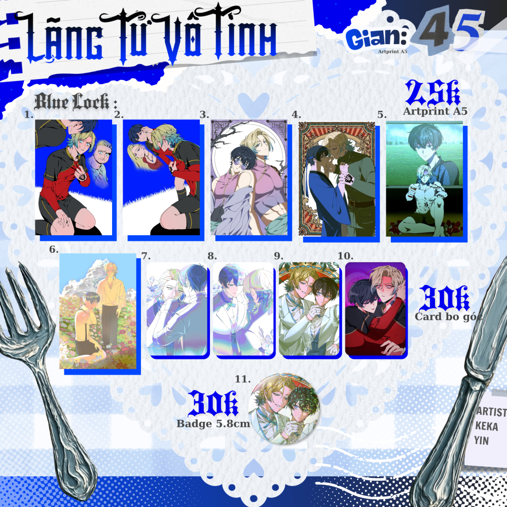 [SẴN] Tổng hợp Artprint, Card, Badge Kaiser x Isagi Blue Lock