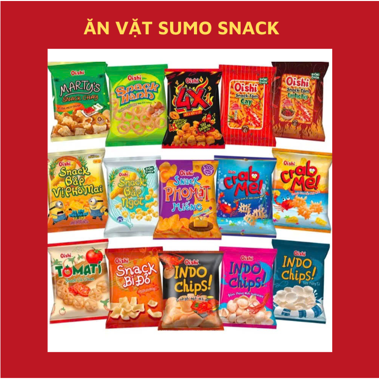 Combo Oishi - 6 gói Snack 35g (Cua Lắc Phô Mai, 4X Vị Cay,Phomat Miếng,Bắp Ngọt, Bắp Vị Sữa)-Ăn Vặt 
