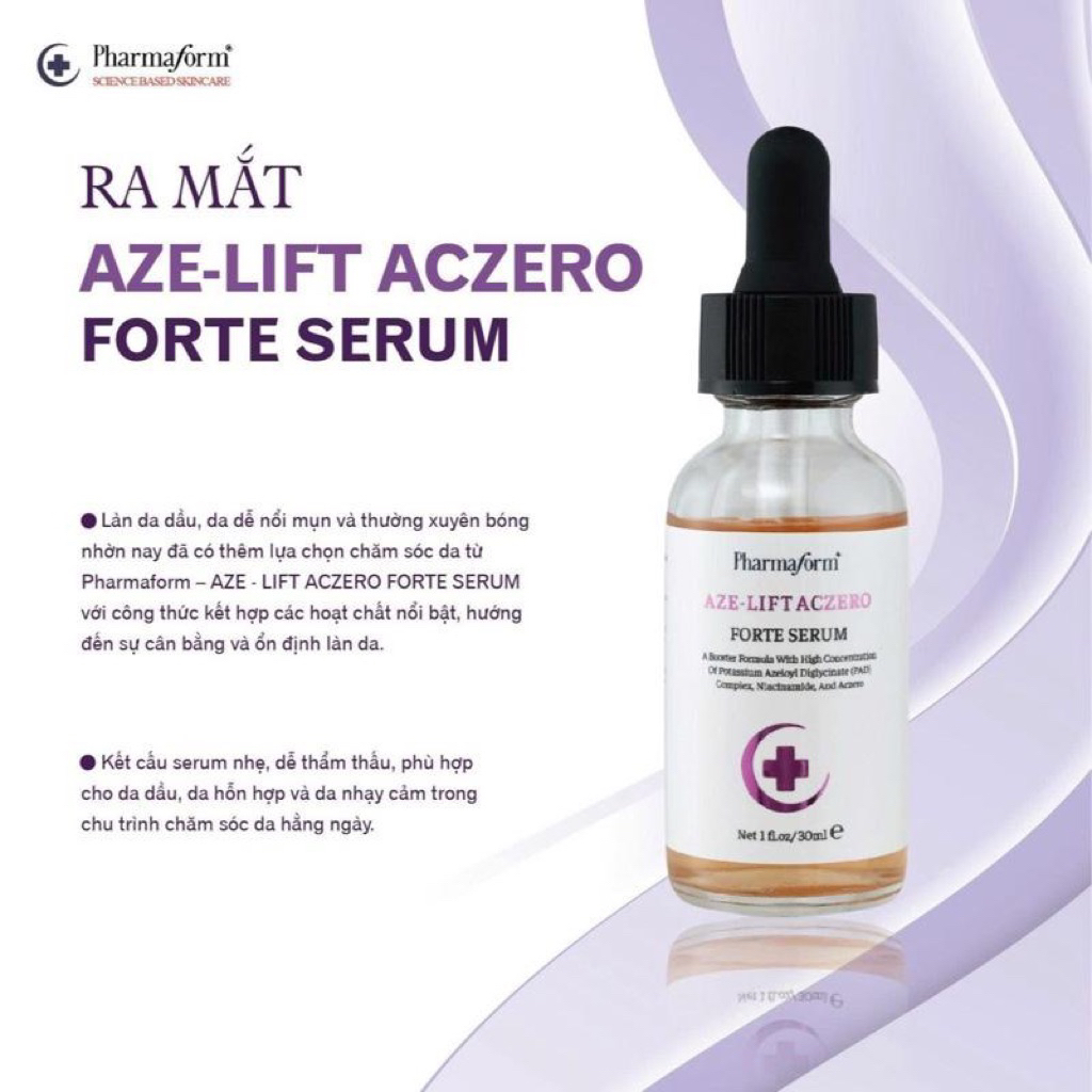 [ Tặng 1 Mask ] Tinh Chất Kiểm Soát Dầu, Mụn, Se Khít Lỗ Chân Lông Pharmaform Aze-Lift Aczero Forte 