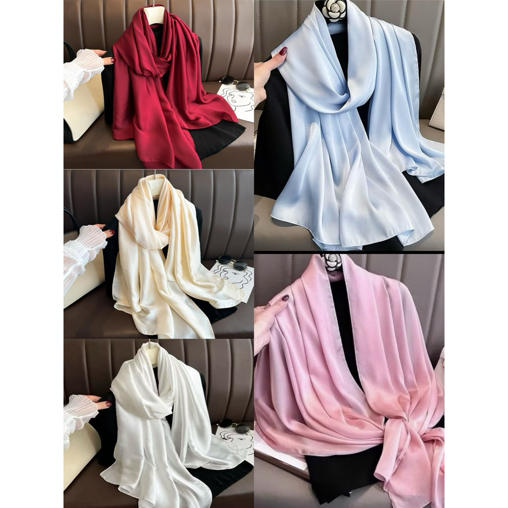 [Sẵn Ship] Khăn Choàng Lụa trơn 1m8*75cm Mềm Mịn Sang Trọng | Khoác Váy Dạ Hội – Áo Dài | BigBuy360 - bigbuy360.vn