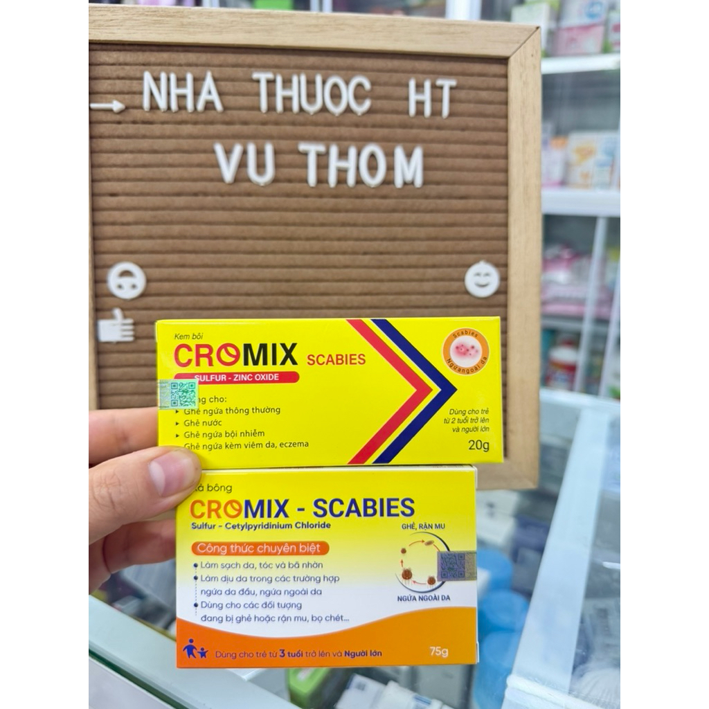 Bộ đôi diệt ghẻ,chấy,ký sinh trùng trên da,giảm ngứa CROMIX