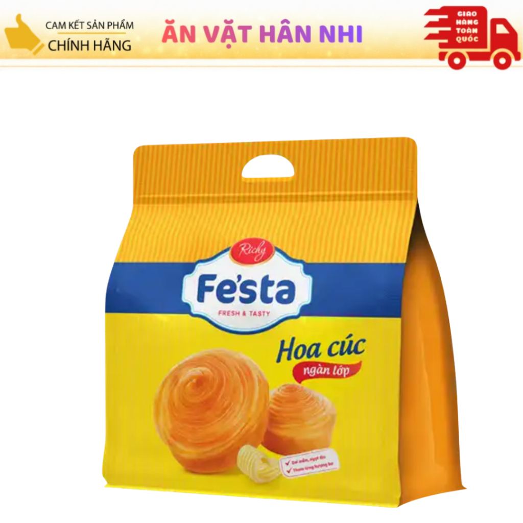 Bánh mì hoa cúc ngàn lớp Festa Richy túi 3 bánh (120g)
