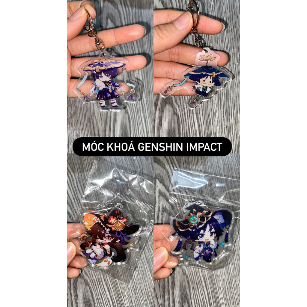 [SẴN - 3 mẫu] Móc khóa Wanderer / Hutao Genshin Impact | Mô hình standee in ảnh game ver chibi siêu 