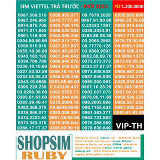 Sim đẹp Viettel 09 Trả trước - Chọn số - Nghe gọi, 4G - Sim mới 100%, Gói cước Tomato và nhiều gói 4G đi kèm.