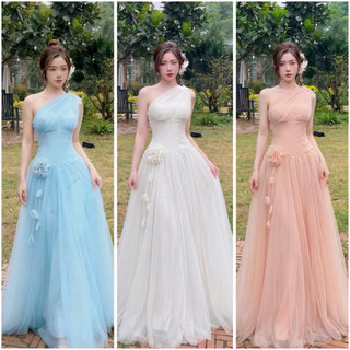 Đầm xoè TRIPBLE T DRESS mặc cưới hoặc dự tiệc đính bông hoa nổi- size XL